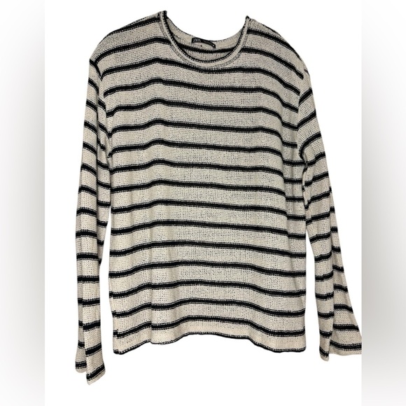 Zara Women’s Striped Sweater Open Knit Nautical Size Large - Picture 1 of 5